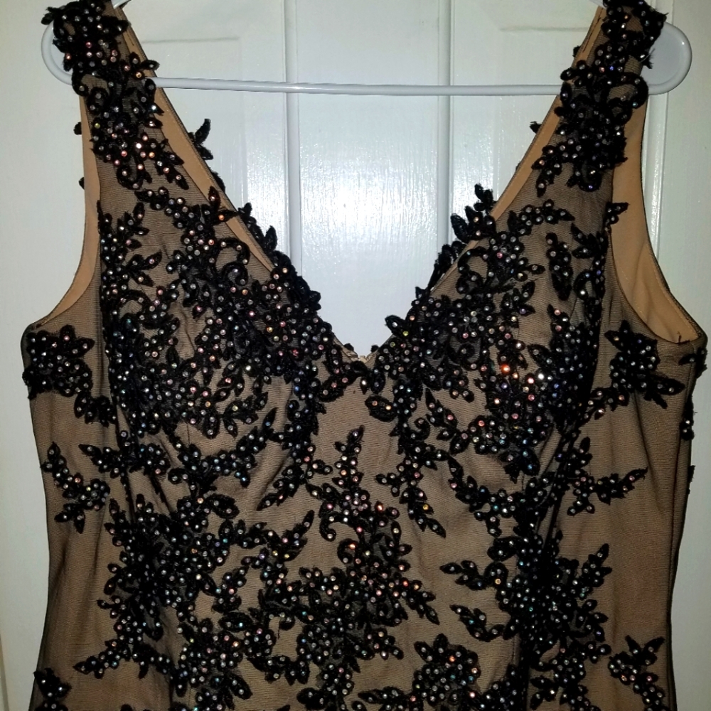 Black and Nude applique Gown sz 18